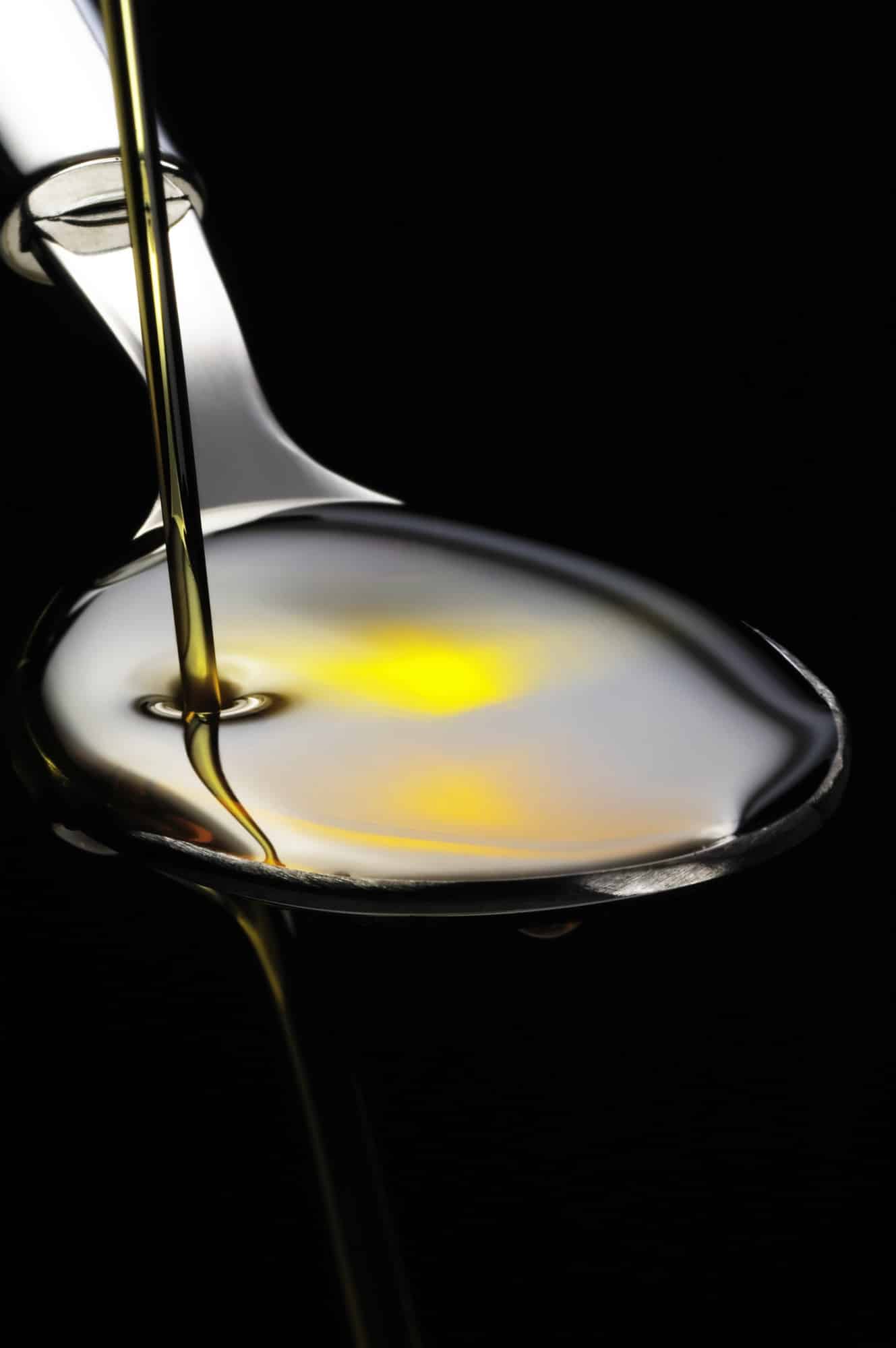 olive oil on a spoon